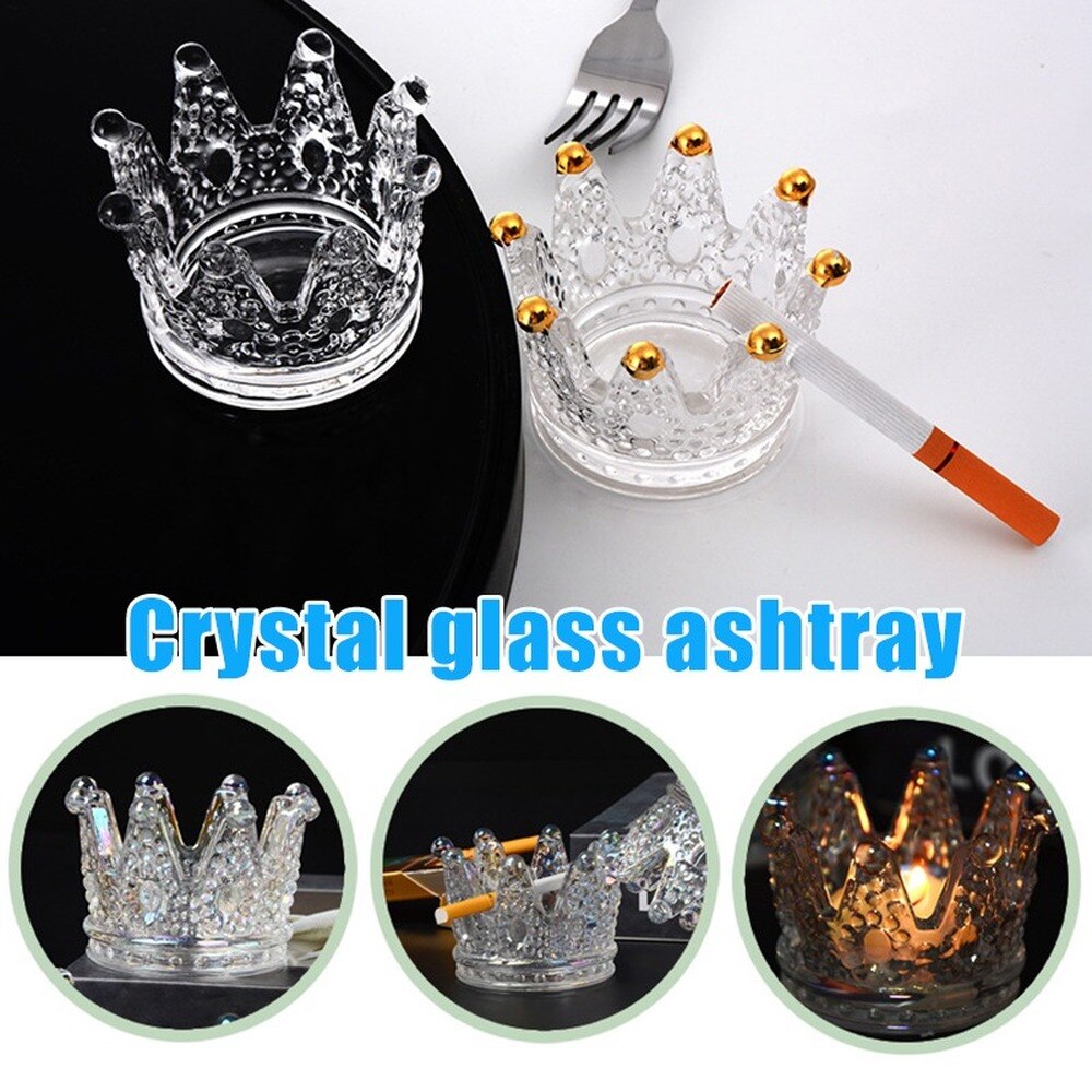 Crown Ashtray Glass Personality Ash Tray Transparent Wax Holder Candle Holder Ornaments Ashtray for Home Car