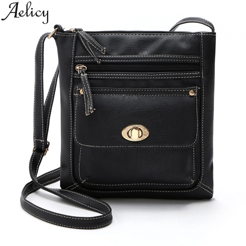 Aelicy solid color Leather Satchel Cross Body Zipper Crossbody Shoulder Bags Women Messenger Bags Handbag Zipper