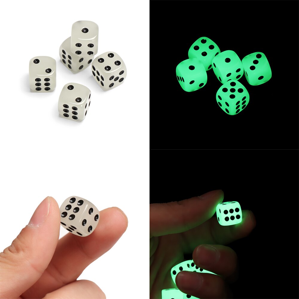 5Stck 14mm 6 Seiten Acryl Leucht Runde Ecke Nachtleuchtende Würfel Würfel KTV Unterhaltung Spiel Camping Trinken Würfel Werkzeuge