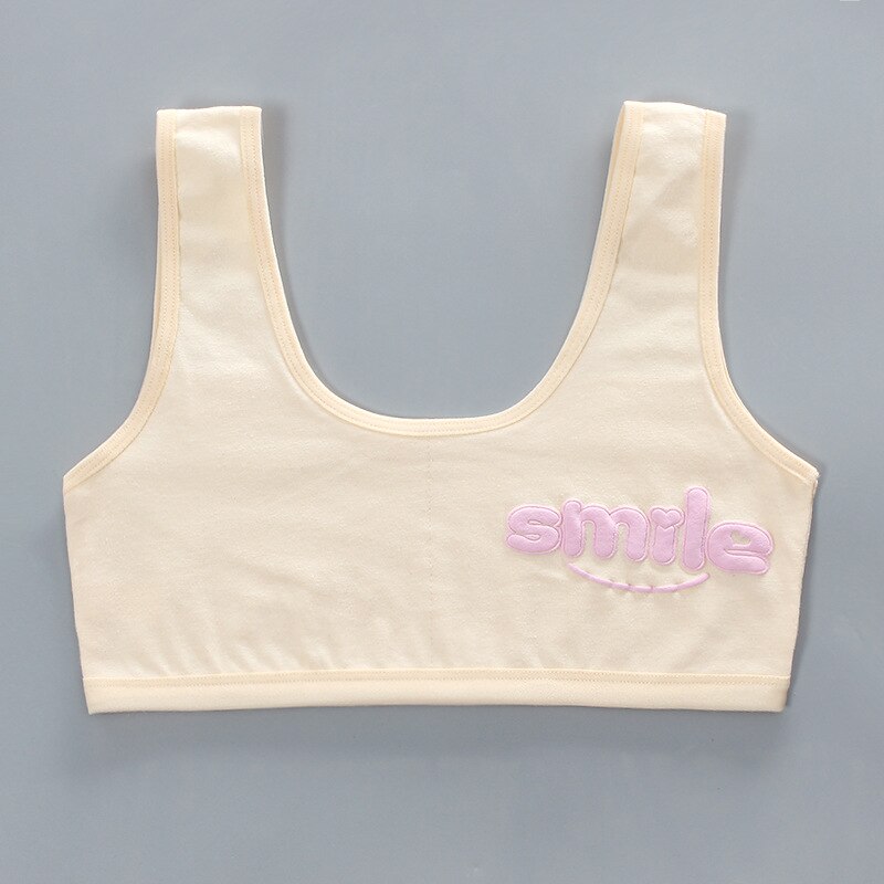 10PC Bra for Girls 12Year Old Teen Crop Top Smile Printed Bra Children Sport Training Bras 8-14 10 Kids Vest Underwear Puberty: flesh