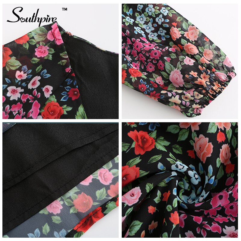 Southpire Flower Print Bohemian Playsuit Women Long Sleeve Spring Summer Loose Romper Female Day Casual Jumpsuit Overalls