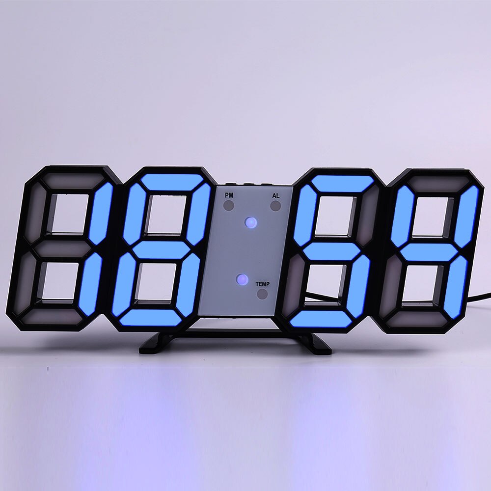 Wall Clock Watch Clock 3D Led Digital Modern Living Room Decor Table Alarm Nightlight Luminous Desktop: wall clock b