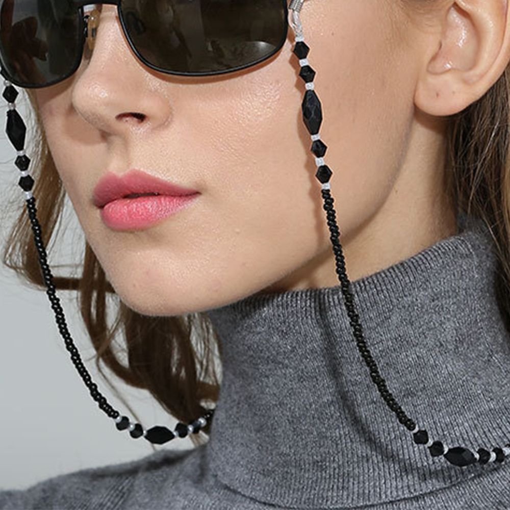 Mode Vrouwen Lenzenvloeistof Kettingen Zwart Acryl Kralen Kettingen Anti-slip Eyewear Cord Holder Neck Strap Leesbril Touw