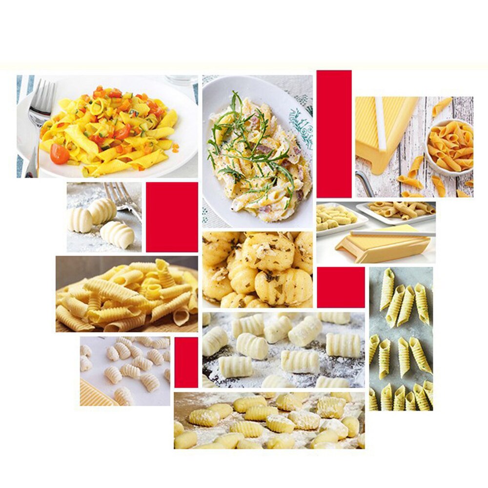 Manual Spaghetti Gnocchi Noodles Stencil Maker Dough Rolling Pin Set DIY Pasta Macaroni Plastic Board Mold Stamps Kitchen Gadget
