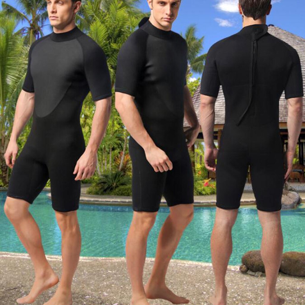 3mm Neoprene Men's Back Zip Shorty Wetsuit Scuba Diving Suit Rash Guard