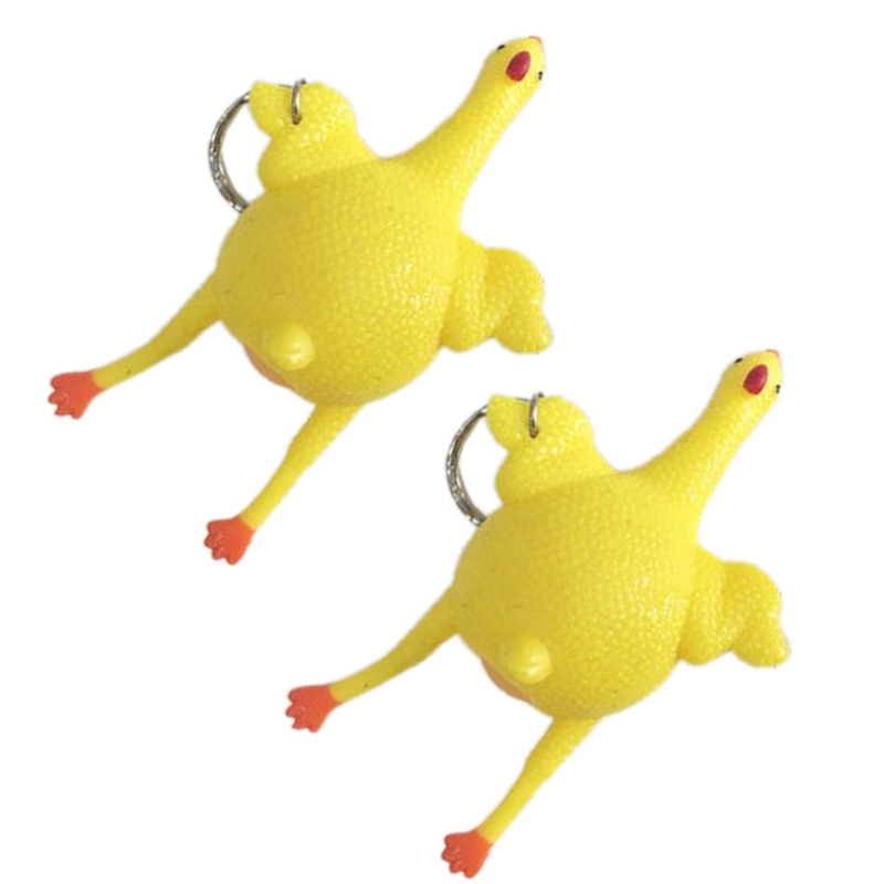 1pc mini-schlüsselanhänger, scherzartikel, anti-stress-hühnchen-spielzeug zur unterhaltung, weiches, eierlegendes hühner-fidget-spielzeug zum drücken