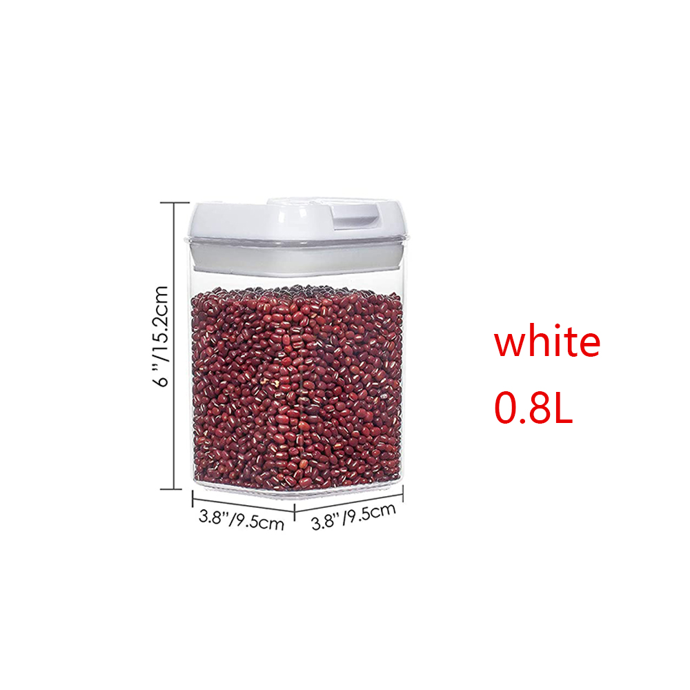 Airtight Plastic Storage Container,Cans for Bulk Cereals,Refrigerator Food Container Kitchen Multigrain Sealed Storage Jar: white 0.8L