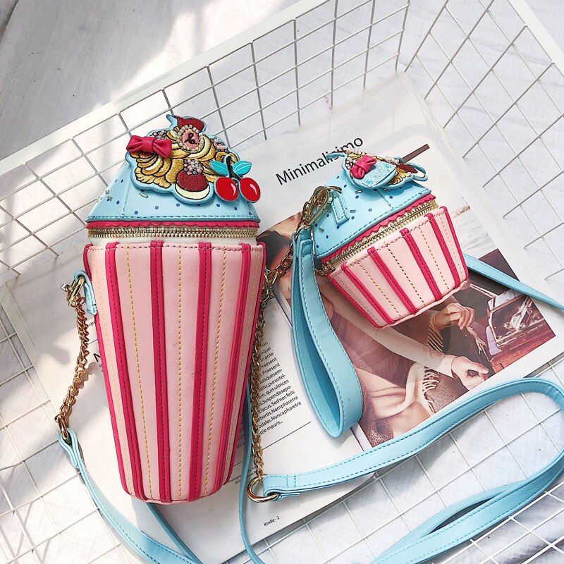 Zoete dame mini bucket bag zomer pu leren dames handtas travelchain schoudertas