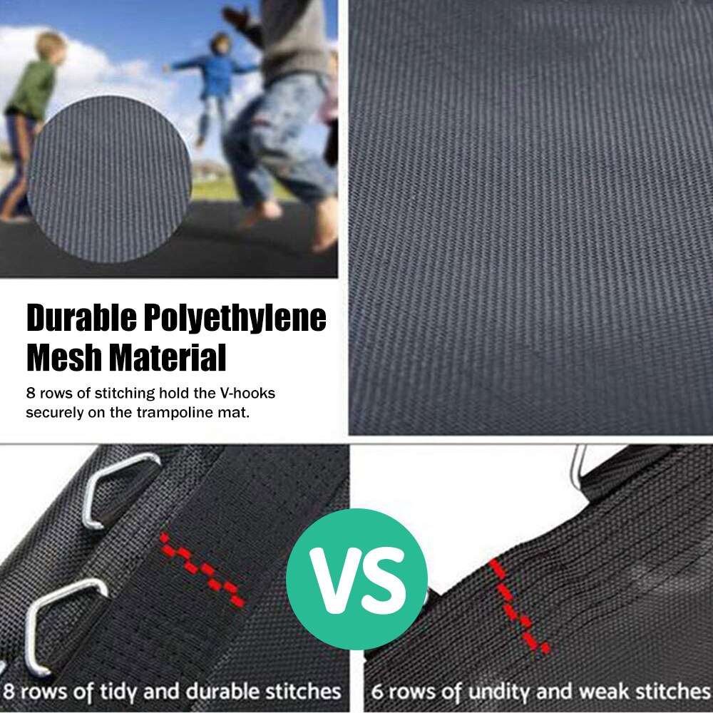Vervangende springmat voor trampolines, geschikt voor 12ft trampolineframes met 72 v- haken en veertang, geschikt voor veren van 5.5 inch.