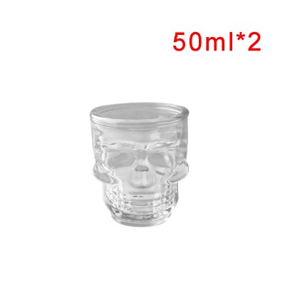 Crystal Glass Skull Head Shot Transparent Champagne Cocktails Beer Coffee Wine Bottle Cups Set Drinking Containers Tequila Cup: 2xcup 50ml