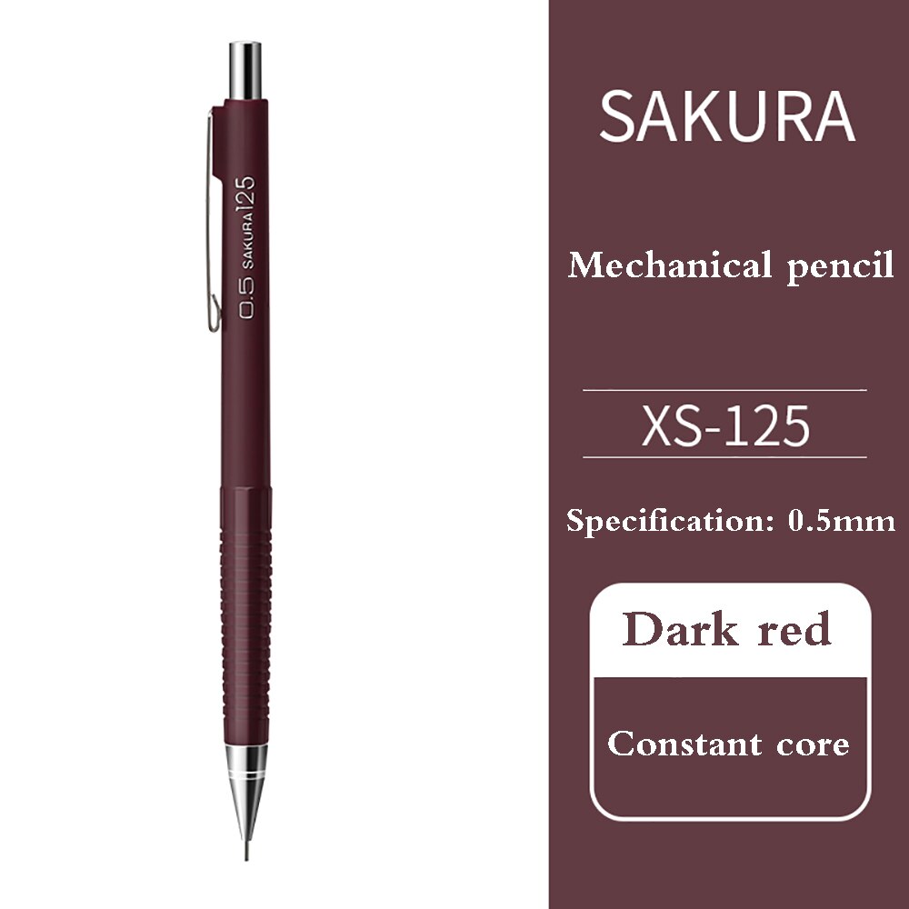 Crayon automatique japonais Sakura XS-123/125, 4 pièces, pour étudiants, , dessin, peinture, noyau Anti-rupture 0.3/0.5/0.7MM: 4Pcs dark red 0.5