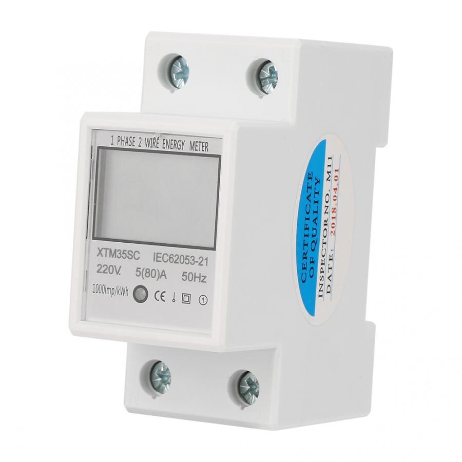 220V Digital 1-phase 2 Wire 2P DIN-Rail Electric Meter 5(80)A Electronic KWh Meter