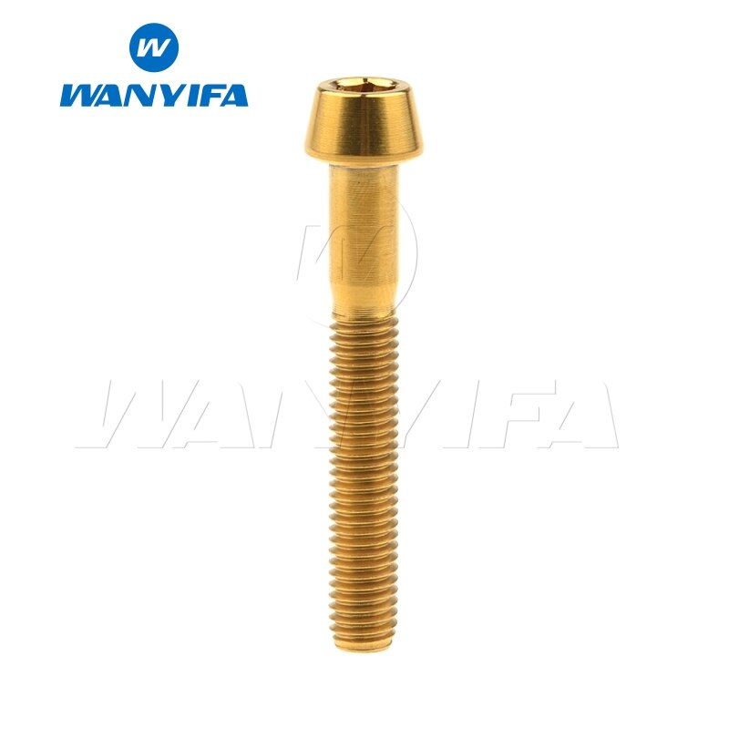 Wanyifa Titanium Ti Bolt Screw Conical Tapered Head Bolt for Bicycle Headset M6 x 20 25 30 35mm: M6x35mm Golden