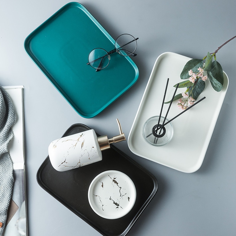 nordisch matt serie rechteckigen keramik tablett modell zimmer badezimmer wohnzimmer lagerung tablett Schlecht einstellen Tablett