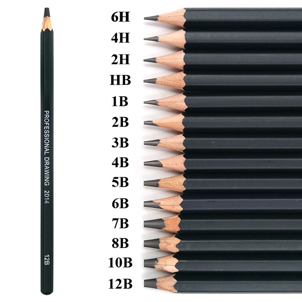 14 pcs/set Sketch Drawing Pencil Set HB 2B 6H 4H 2H 3B 4B 5B 6B 10B 12B 1B Painting Pencils Stationery Supplies