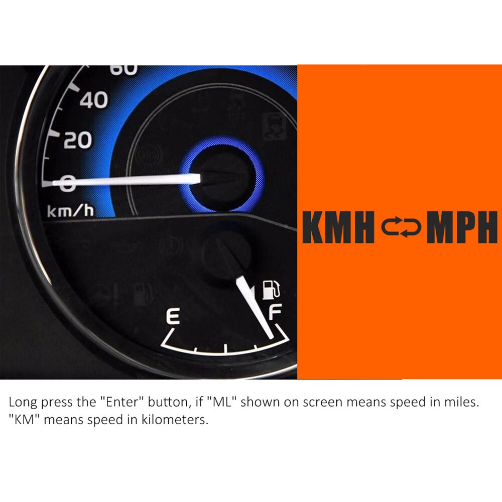 Black Car Speed Meter Universal Mileage Measuring C1090 Accessory Speedometers Display