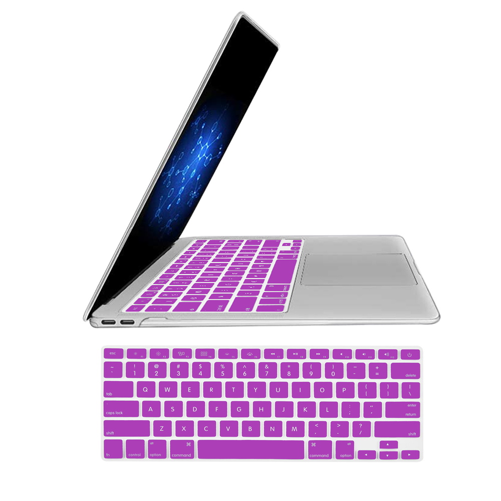 Pegatinas de teclado para Apple Macbook Pro 13 pulgadas A1708/ Macbook 12 pulgadas (A1534), funda de teclado de silicona suave a prueba de polvo: Purple