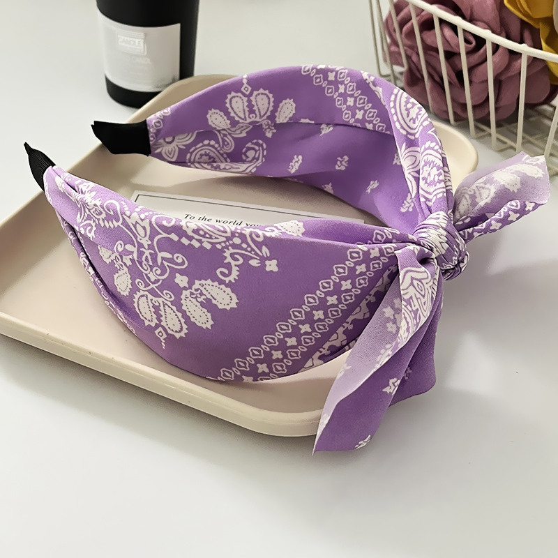 Paisley bandana hårbånd til kvinder topknyttet sløjfe pandebånd sød kaninøre turban hovedbind hårbånd pigetilbehør: Guld