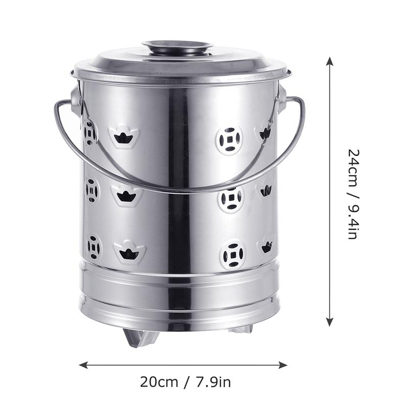 1 Set Stainless Steel Burn Barrel Household Incinerator Furnace Burning Bin