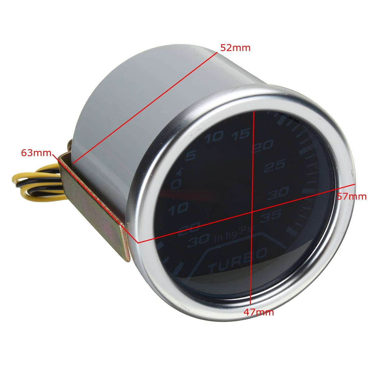 52mm universal turbo boost måler in.hg/psi blå led bakgrunnsbelysning bilmåler for honda/vw/toyota
