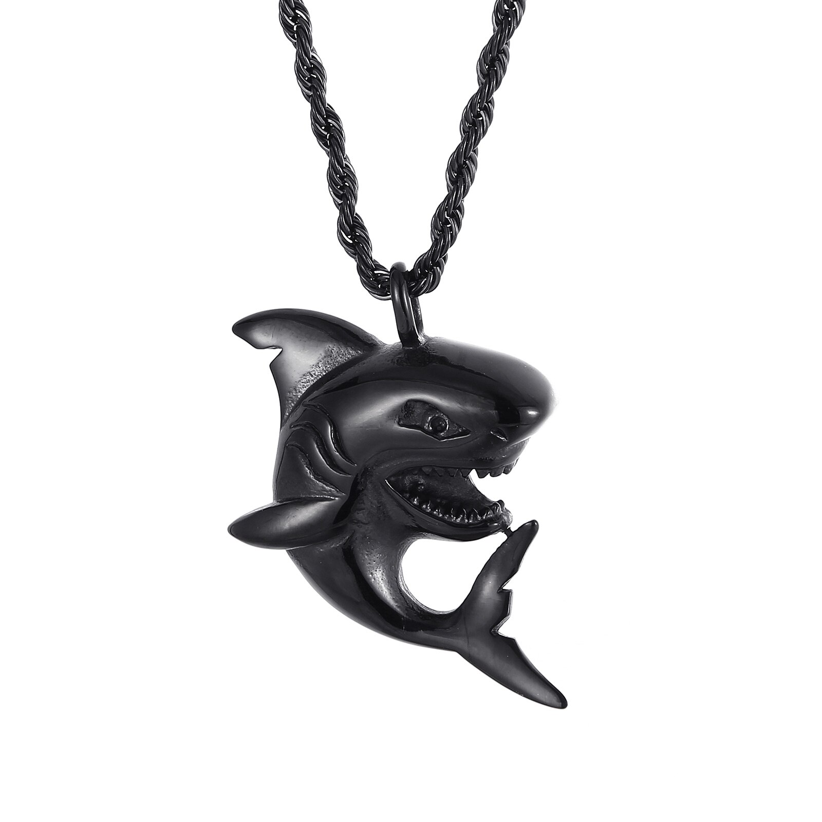 Tier Shark Form herren Anhänger Halskette für Männer Metall Gold-Überzogene Shark Halskette Anhänger Zubehör Partei Schmuck: KP93798-KHX / 45cm