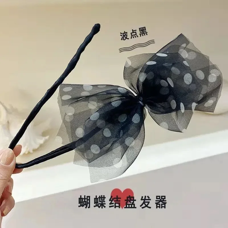 Diadema de gasa con flores para mujer, herramienta para hacer peinados, cuerda para el pelo dulce, accesorios Coreanos: Verde militar