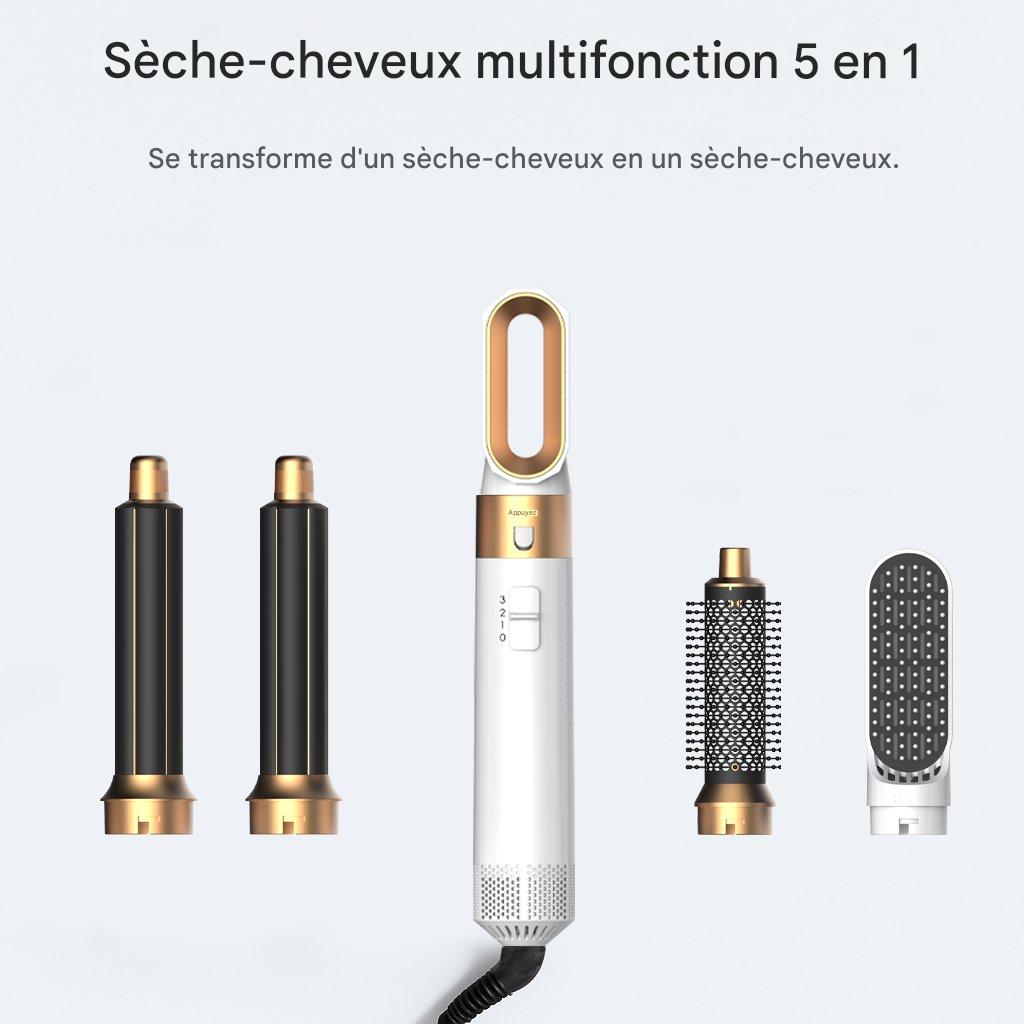 5-in-1-Haartrocknerkamm mit Heißluftbürste und Lockenstab und Haarglätter für Volumen und professionelles Haarstyling