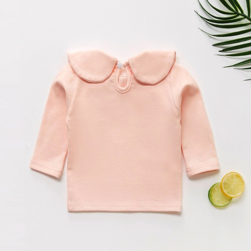 Spring Autumn Baby Girls T-Shirts Long Sleeve Tops Cotton Casual Blouse Toddler Solid Tops Girls Clothes Autumn