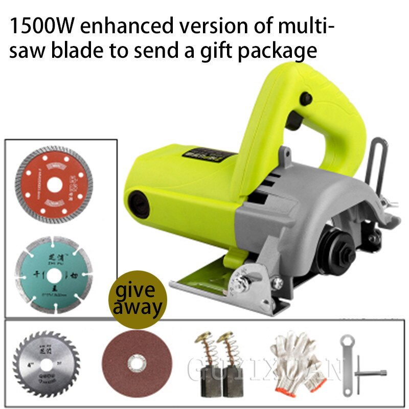 Handheld Huishoudelijke Multifunctionele Steen/Hout/Metaal/Tegel High Power Cirkelzaag Snijmachine: 1500w package two
