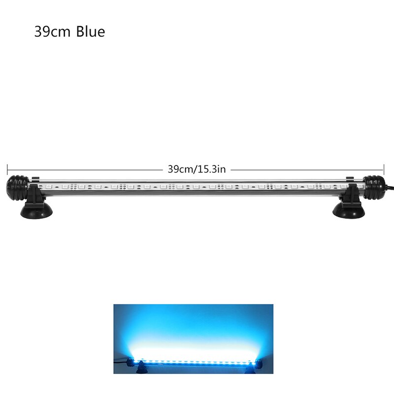 Aquário luz led à prova dwaterproof água tanque de peixes luz subaquática lâmpada de peixes aquários decoração iluminação planta lâmpada 19-49cm 220v energia da ue # t: 39cm Blue And White