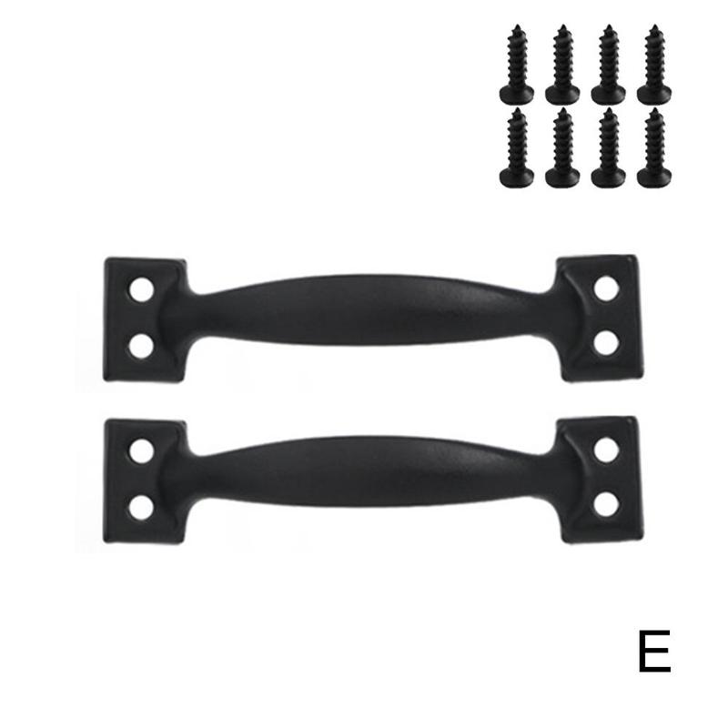 Hardware Iron Art Pull Garage Gate Door Handle Black Cast Iron Furniture Hardware Home Shed Garage For Sliding Barn Door Pu U9p5: E