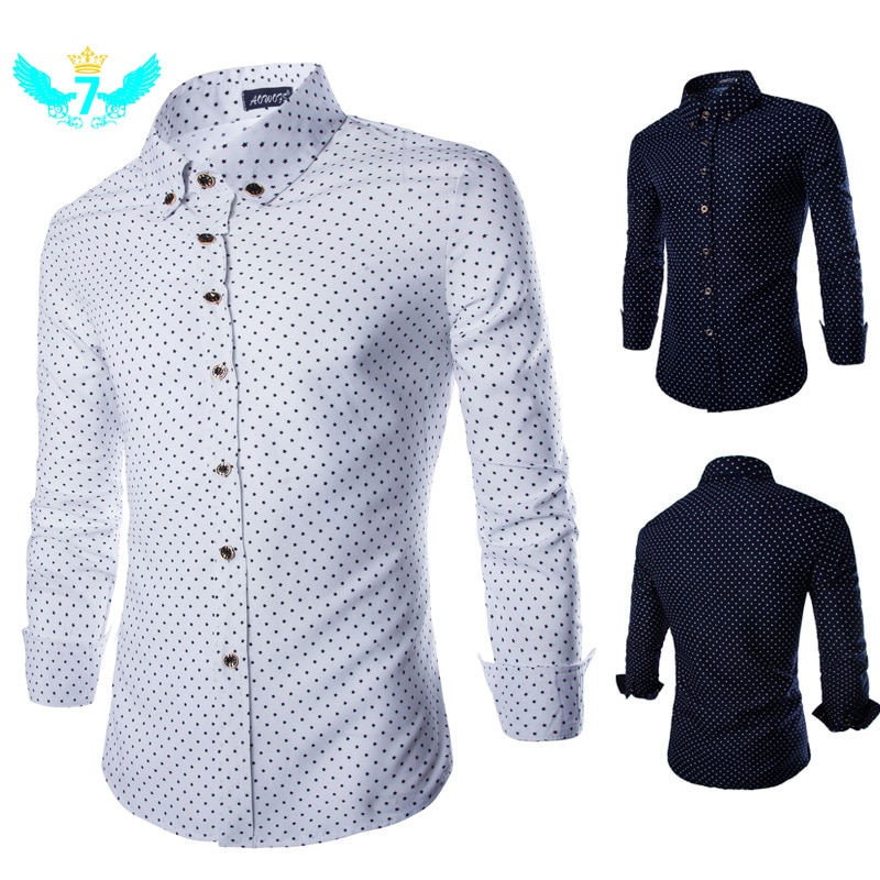 Print Casual Men Long Sleeve Shirt Stitching Pocket Fabric Soft Comfortable Men Dress Slim Fit Style TOA