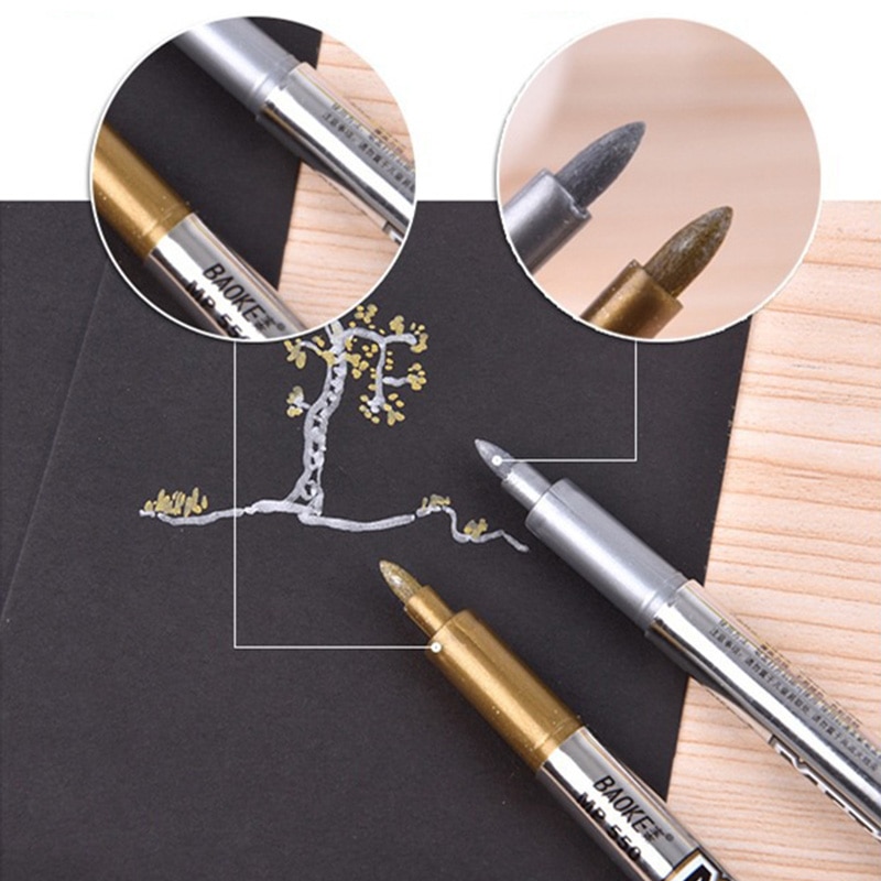 Conjunto de rotuladores permanentes metálicos de acero, rotuladores permanentes para papel, álbum de fotos, pintura de tela, 4 unidades