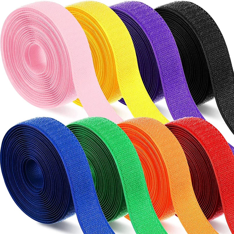 2M/Pairs Colorful Sew On Hook and Loop Tape Non-Adhesive Fastening Nylon Fabric Tape DIY Craft Interlocking Tape Sewing Fastener