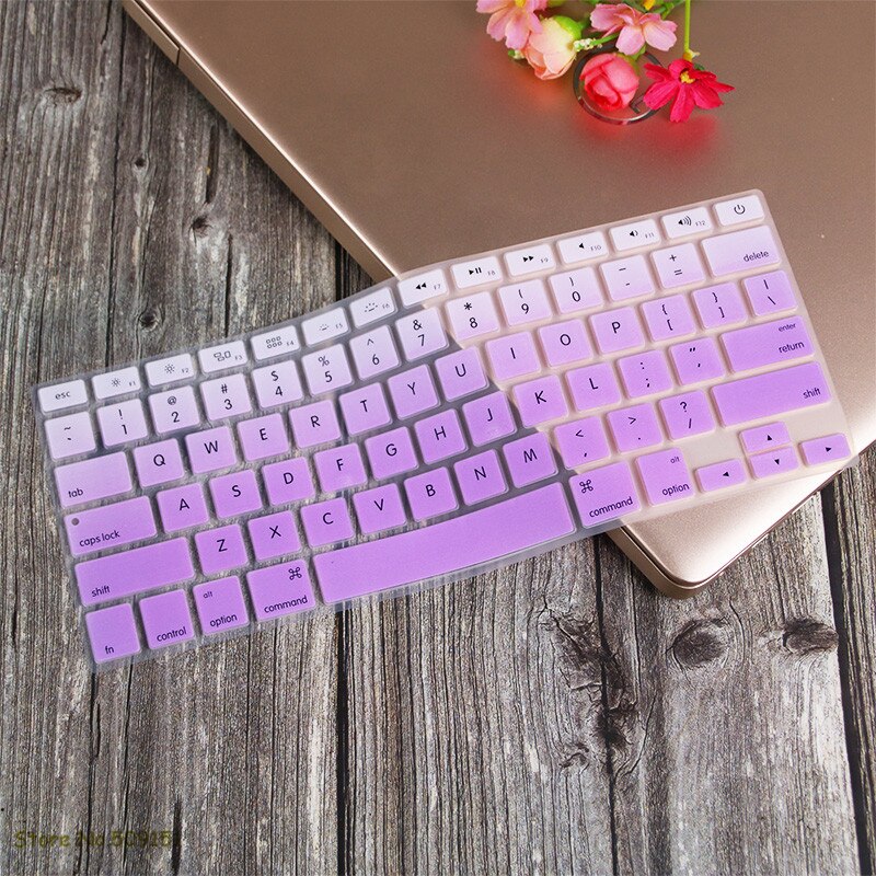 Us engelsk tastatur cover til apple mac macbook pro 13 15 17 air retina 13 keyboard protector skin  a1466 a1369 a1502 a1278 a1398: Gradvis lilla