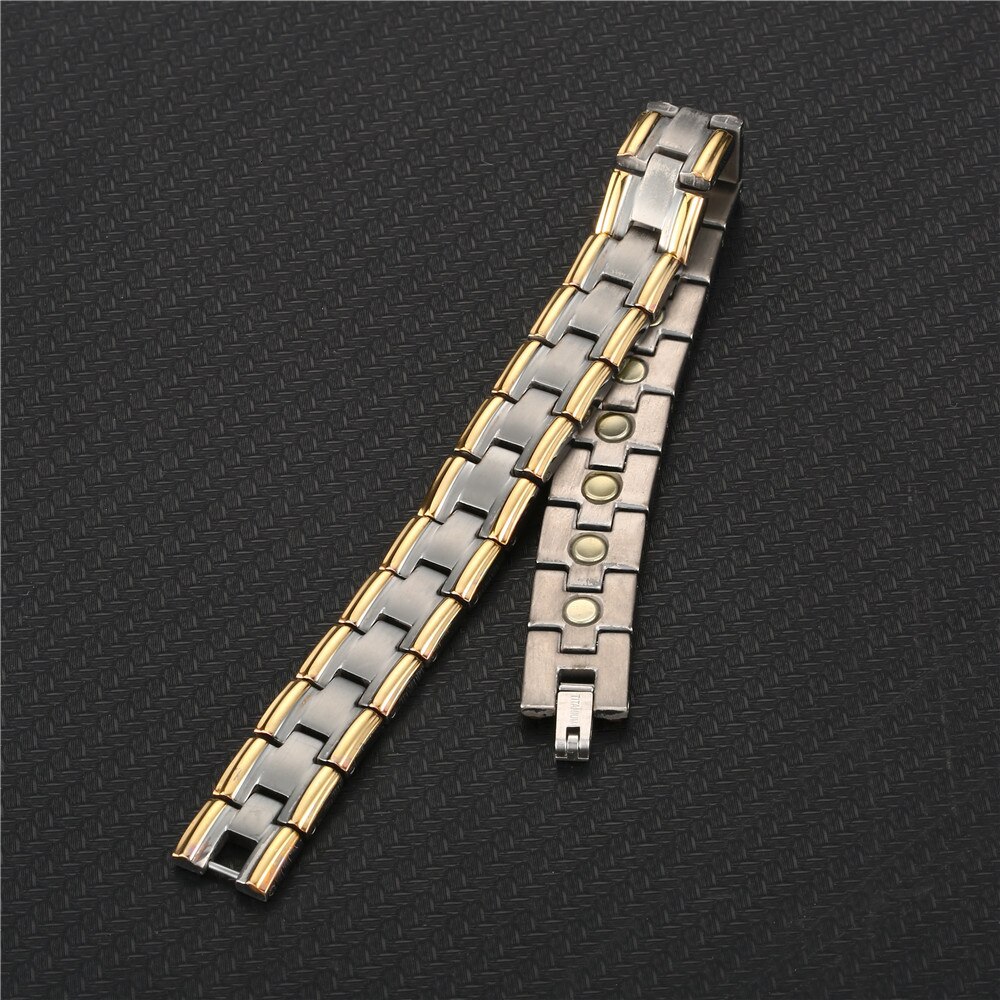 NHGBFT Titanium steel Health Magnetic Bracelet Men Jewelry Black Pure titanium Bracelet Chain