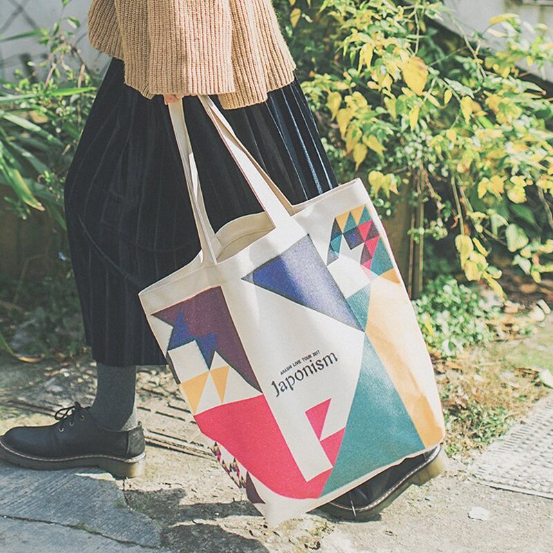 Store muleposer multicolor canvas købmandslærred solid foldbar sæk foldbar shopping mulepose