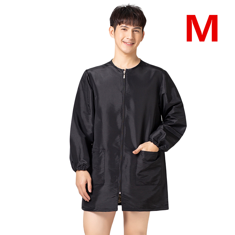Uniforme de travail à fermeture éclair pour barbier , Cape de coiffeur, vêtements de travail, tablier de toilettage pour animaux de compagnie: A027-Black-M