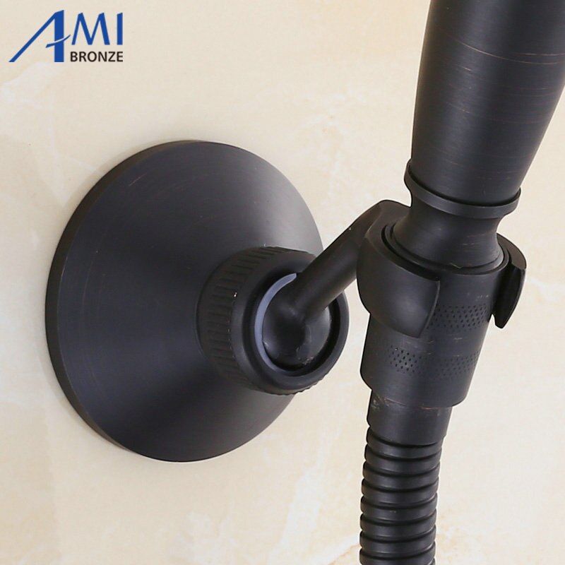 Amibronze Retro Antique Brass Bathroom Hand Held Shower Head Holder Bracket Bathroom Hardware Accessory Wall Mounted Hook