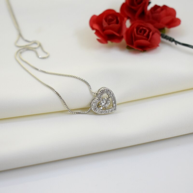 Colgante de Plata de Ley 925 con forma de corazón para mujer, collar con diamantes de imitación, con cierre de amor, Circonia cúbica, zirconia, circonita, zirconita, de joyería