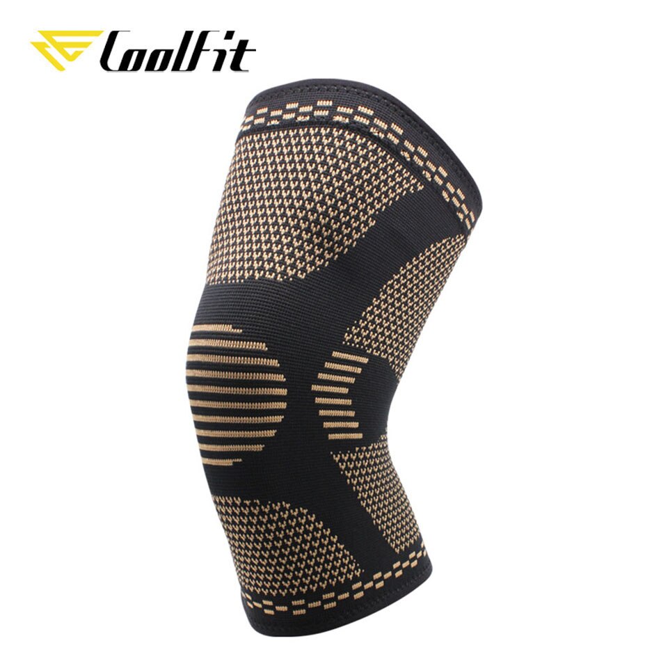 CoolFit-rodilleras elásticas de cobre antideslizantes, rodillera deportiva para Fitness, equipo de Fitness, rótula para correr, soporte de baloncesto, 1 ud.: L