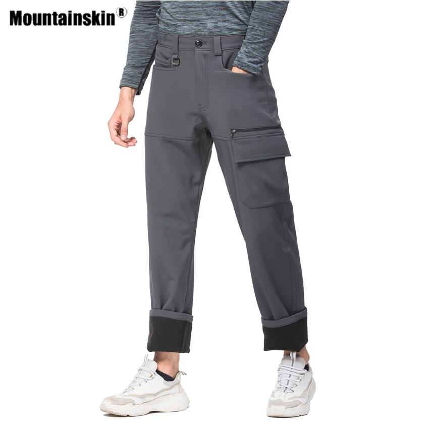 Mountainskin Men Winter Hiking Fleece Loose Pants Windproof Outdoor Camping Skiing Trekking Sport Breathable Warm Trousers VA870