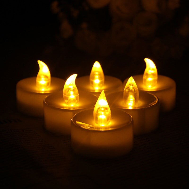 White Realistic Bright Flameless LED Tea Light Candles 12 pcs/pcsk Flickering Flameless Tea Light Battery Operated Candles: Yellow