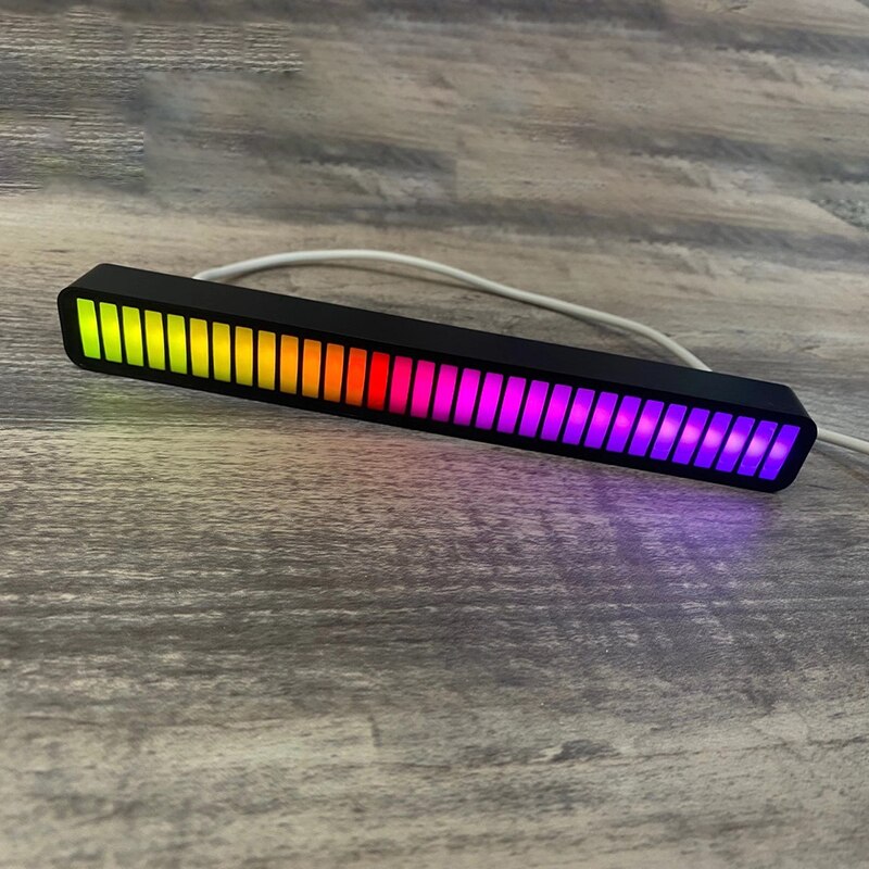 Voice-activated Rhythm Light Stick 32-Bit RGB Colorful Audio Spectrum Bar Pickup Ambient DJ LED Rhythm for Bluetooth-compatible: black