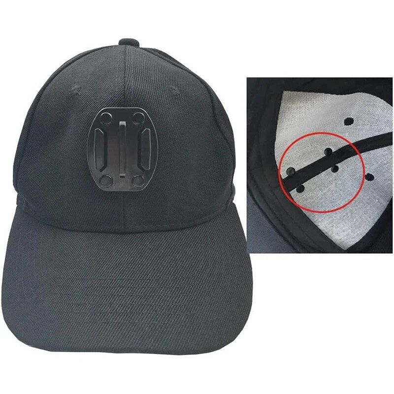 Gorra de béisbol con soporte de cámara de acción, soporte de montaje para GoPro Hero 11 10 9 SJCAM 4000AIR AKASO DJI Insta360 EKEN H9