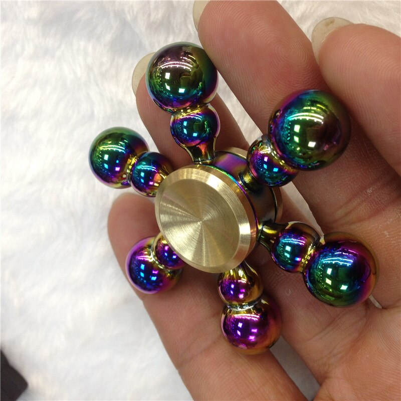 Spinner de mano para reducir el autismo, juguete Antiestrés con caja de , arcoíris, seis brazos, TDAH