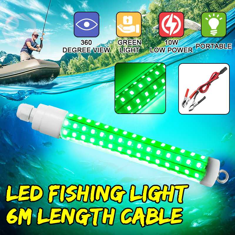 Luz LED de pesca de 10W y 12V, luces LED subacuáticas para estanques que atraen peces, lámparas LED de atracción nocturna, luz sumergible, herramienta de pesca