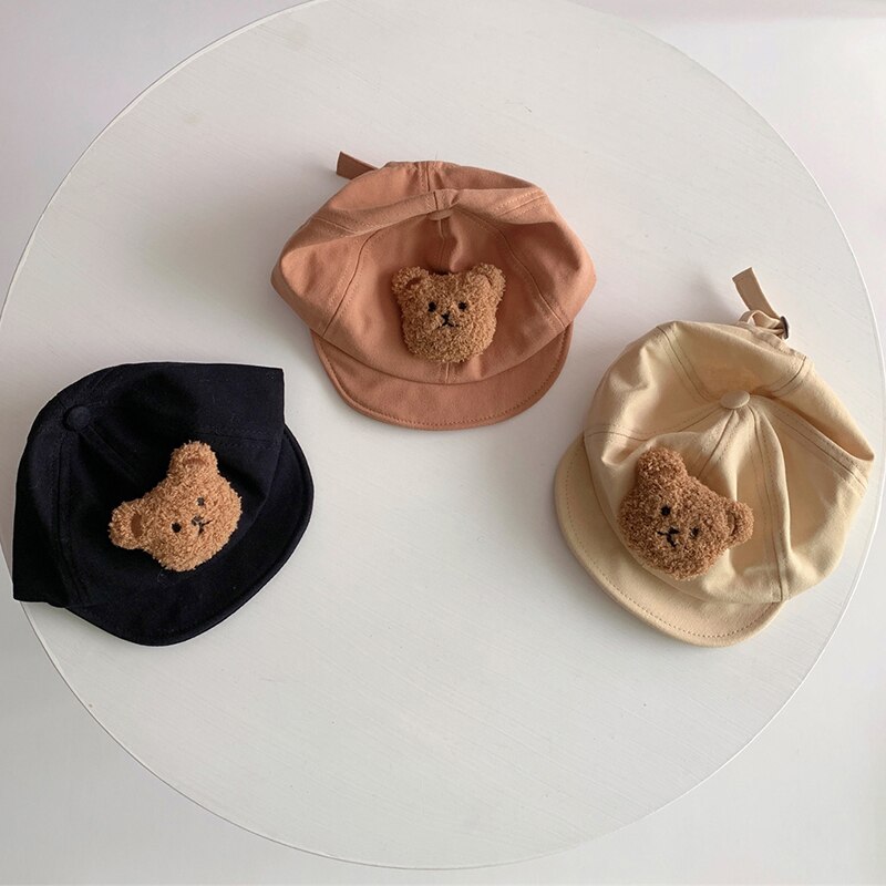 Berretto da bambino carino cartone animato orso ragazzi berretto da baseball proprietà cotone regolabile per bambini ragazze cappelli da suola cappellini con visiera morbida
