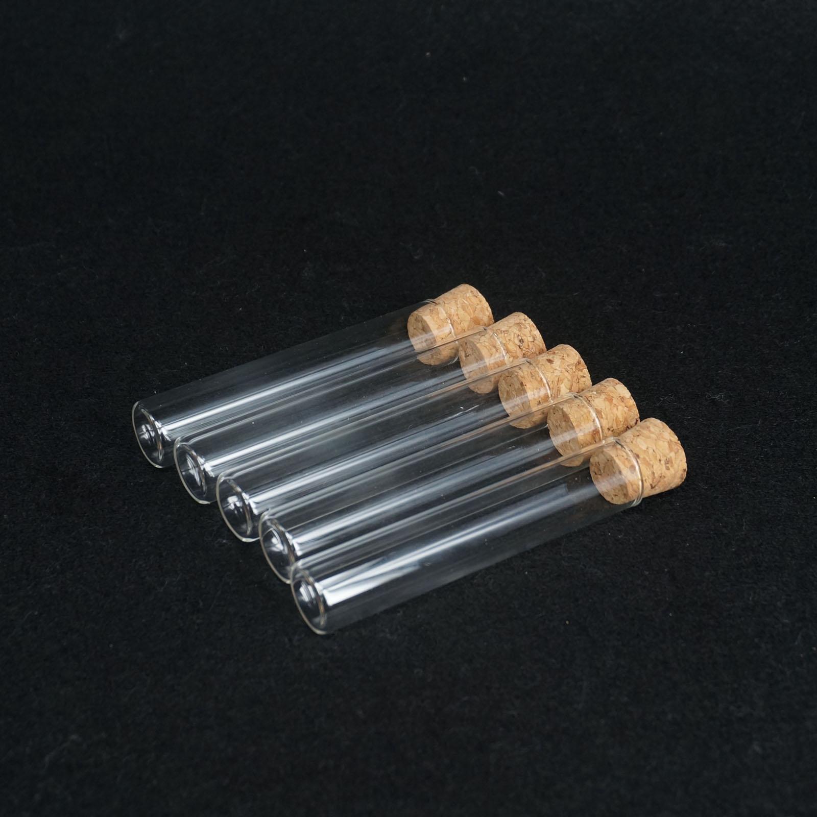 5Pcs 20X100 Mm Lab Glas Reageerbuis Platte Bodem Met Hout Stopper Thermostabiliteit
