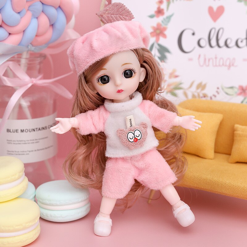 16cm Movable Joints Doll Princess Girl Children Toy Bjd Doll Full Set: 6
